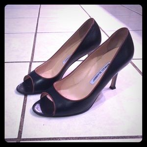 Manolo Blahnik Open Toe Pumps