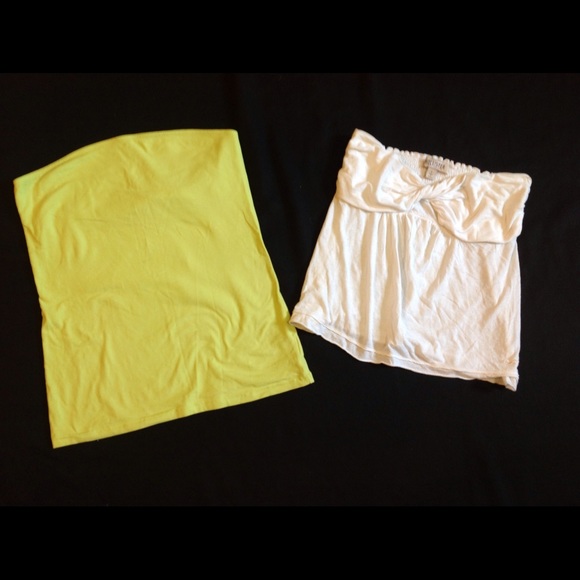 White Hollister and Green Decree halter tops.