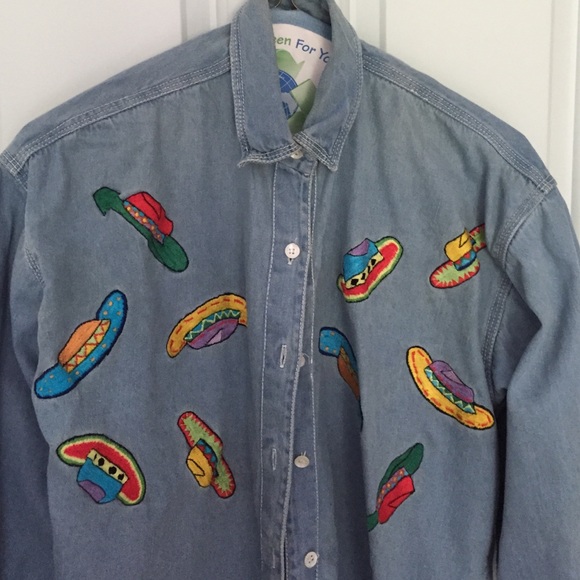 Gorgeous novelty vintage denim shirt - Picture 2 of 3
