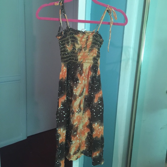 Orange and brown swim suit coverup