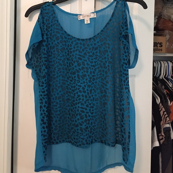 Sheer blue animal print shirt