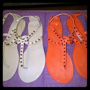 2 pair Steve Madden Jelly Spiked Thong Sandals