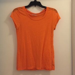 Sheer orange zebra print top