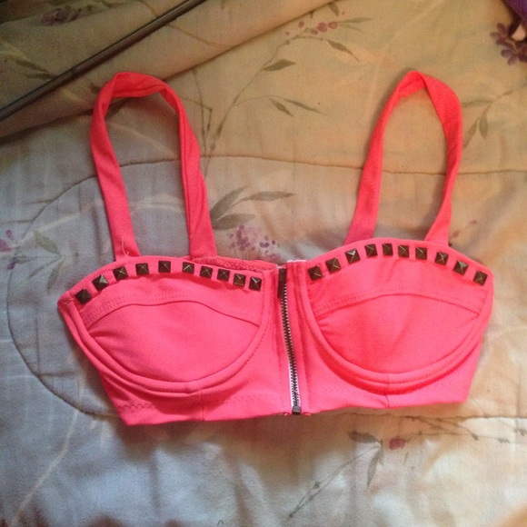 cute pink bustier swim top