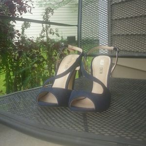 SOLD Navy Vegan Suede Heels