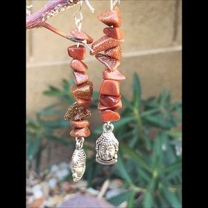 Goldstone Buddha earrings ✨🌿
