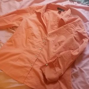 Orange Longsleeved Gem accented Buttondown Shirt
