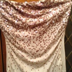 Strapless. Ivory top with sequins