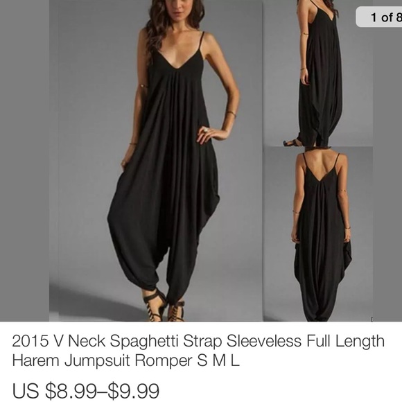 Women's spaghetti strap harem pant romper
