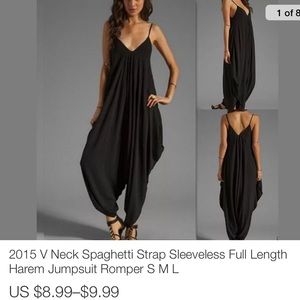 Women's spaghetti strap harem pant romper