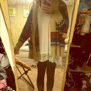 Oversized tribal skull batwing cardigan