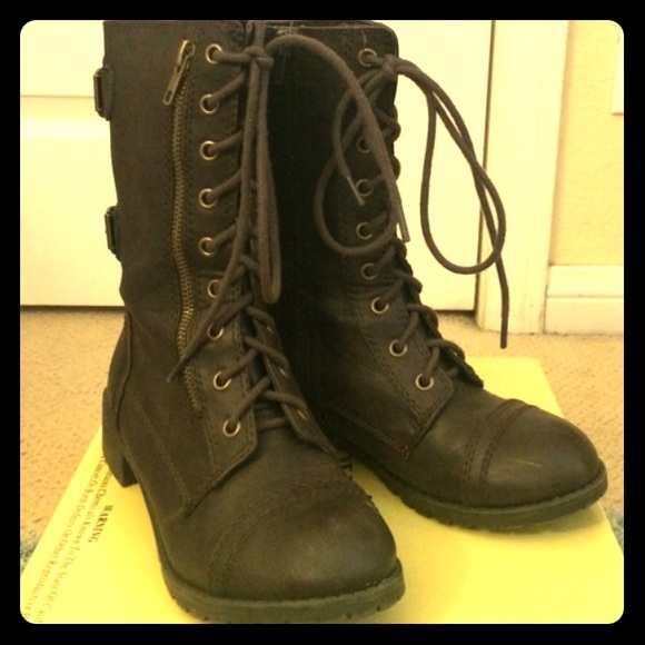 Chocolate Brown Combat Boots