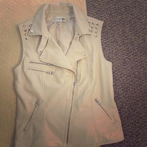 Studded leather cream vest