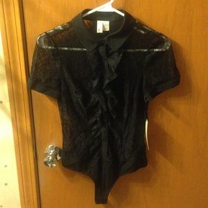 Collared lace bodysuit
