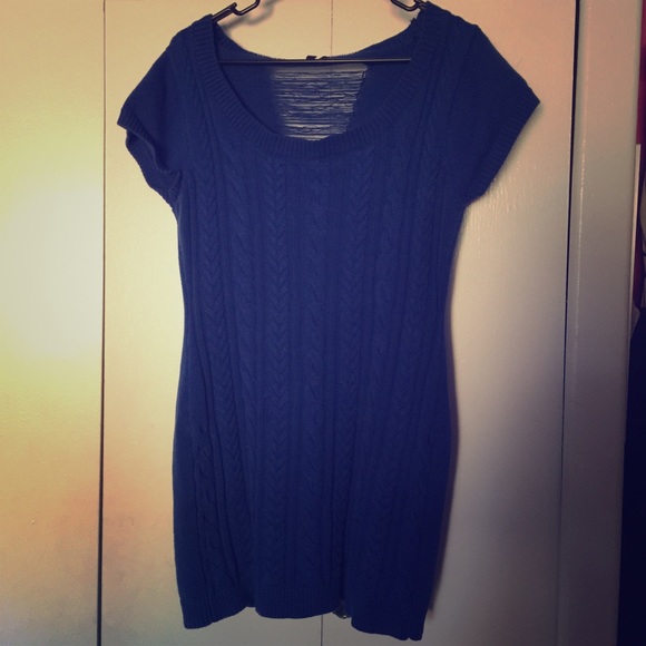 Blue knit dress