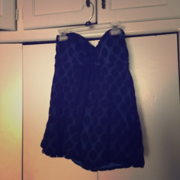 Royal blue with black polka dots