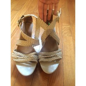 Franco Sarto leather wedge braided sandals wedges