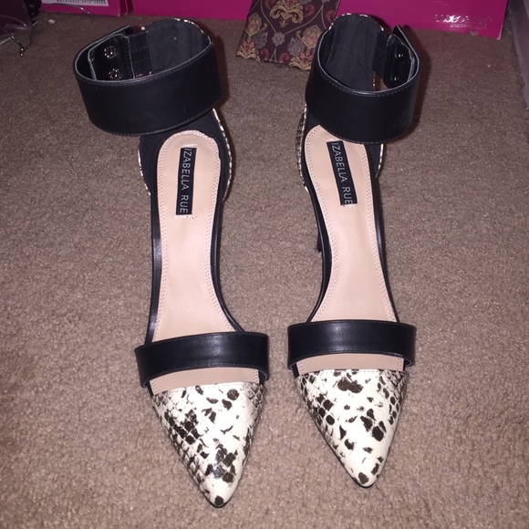 Black and snakeskin heels