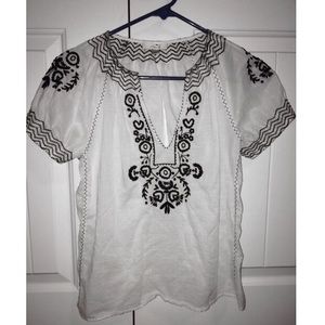 J CREW BAJA EMBROIDERED TOP