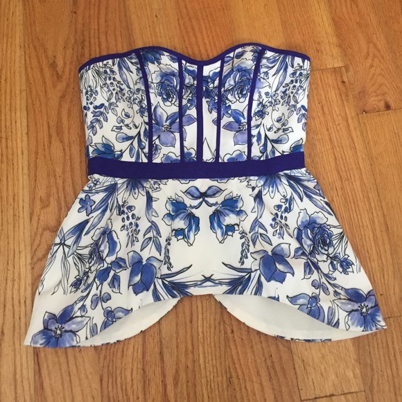 Cameo Hold music peplum bustier strapless top XS