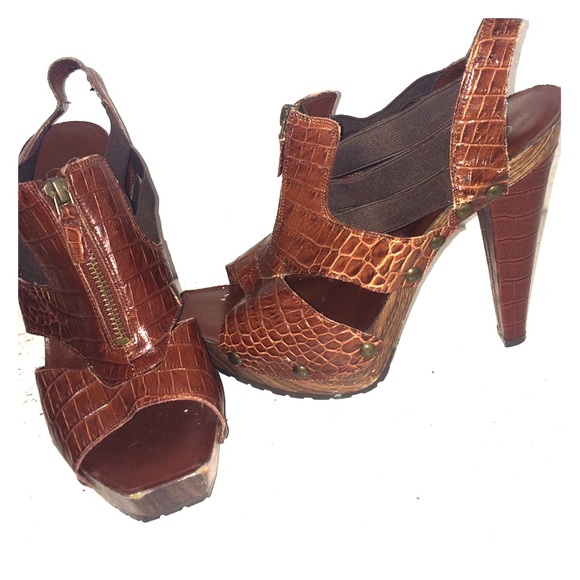 Brown Reptile Skin Heel Sandal