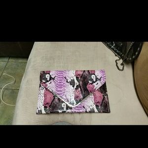 BCBGENERATION Snakeskin print clutch purse NWT