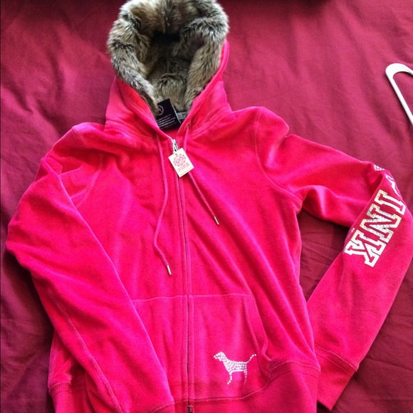 PINK velour sweater/hoodie