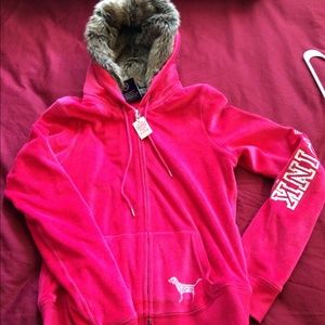 PINK velour sweater/hoodie