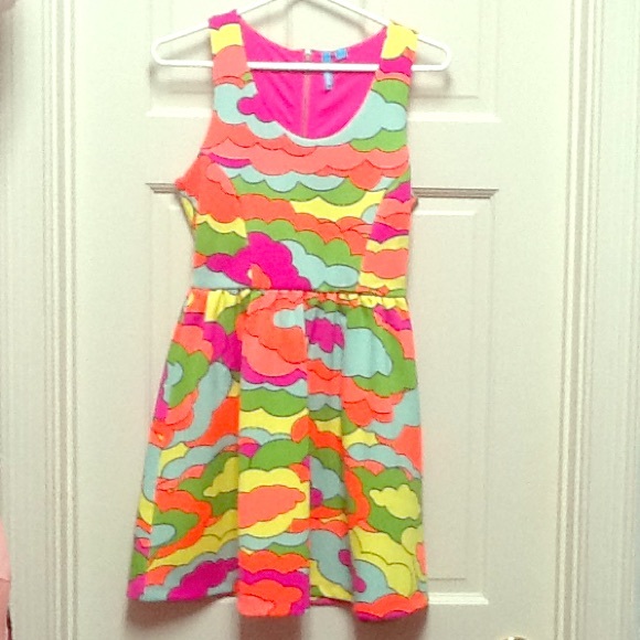 L'Amour Nanette Lepore NEON abastract dress NWOT