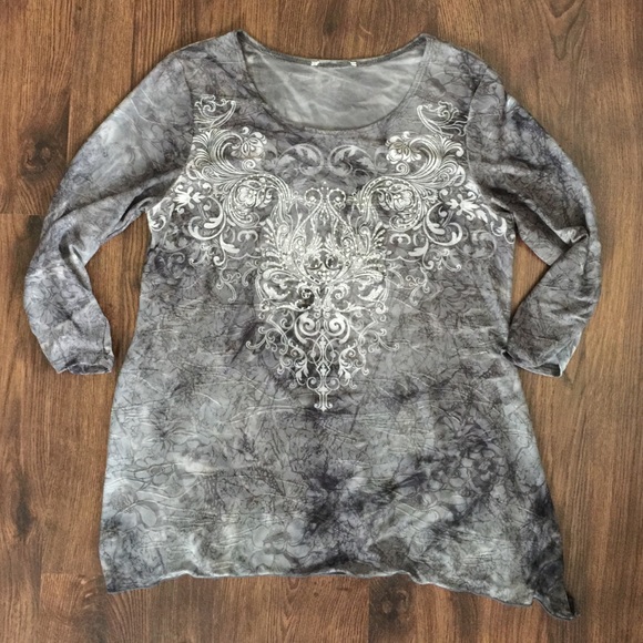 Grey Flowy Designed Top