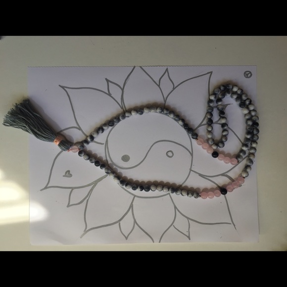 Rose quartz + Jade Handmade Mala Necklace