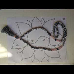Rose quartz + Jade Handmade Mala Necklace