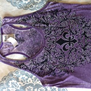 Embellished Fleur de Lis - Purple Racerback Tee