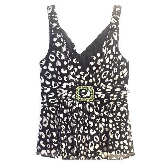 B/W Tank w/ Beaded Embellishment