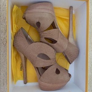 FENDI PYTHON PEEPTOE SANDALS