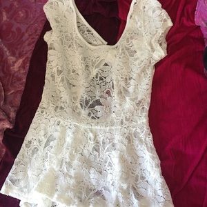 White ruffle lace top