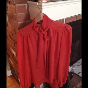 Bow tie blouse, burnt orange