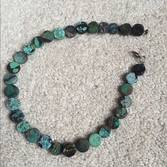 Natural green stone necklace