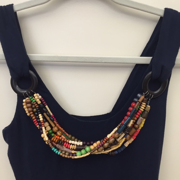 Bailey 44 Tops - Gorgeous navy tank with removable bead necklace