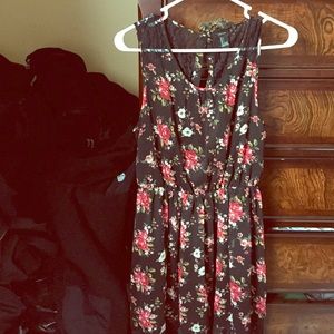 Black Floral Dress with Lace