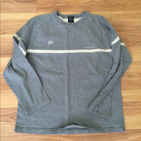 Nautica gray/white long sleeve shirt/sweater