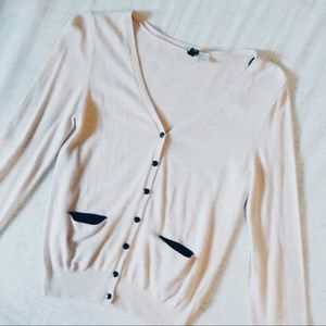 Classic Cream Cardigan with Black detailing