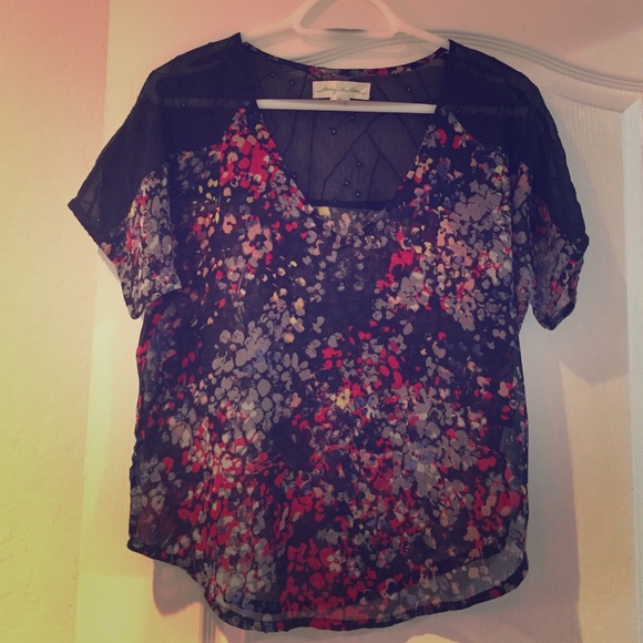 Sheer floral blouse/top