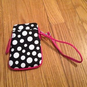 Black and White Polka Dot Wristlet