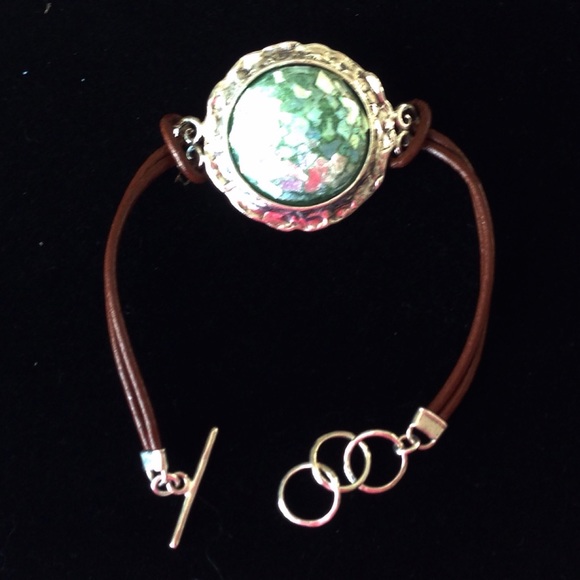 Sterling Silver & genuine brown leather bracelet