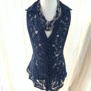 Black Lace Vest top