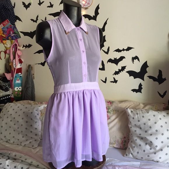 Hearts & Bows sheer lavender dress w/ collar clips