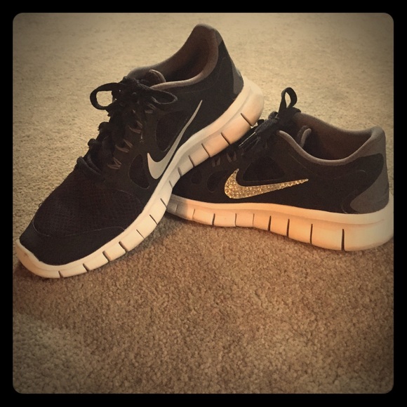 Swarovski rhinestone black nike frees