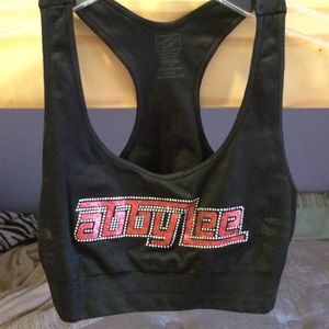 ALDC Black and Red Rhinestoned Dance/Bra Top