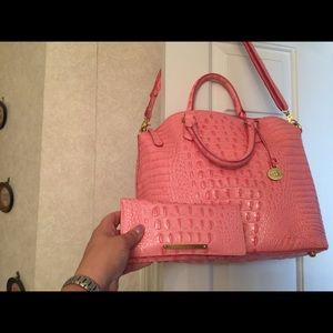 Authentic pink large Brahmin purse and wallet